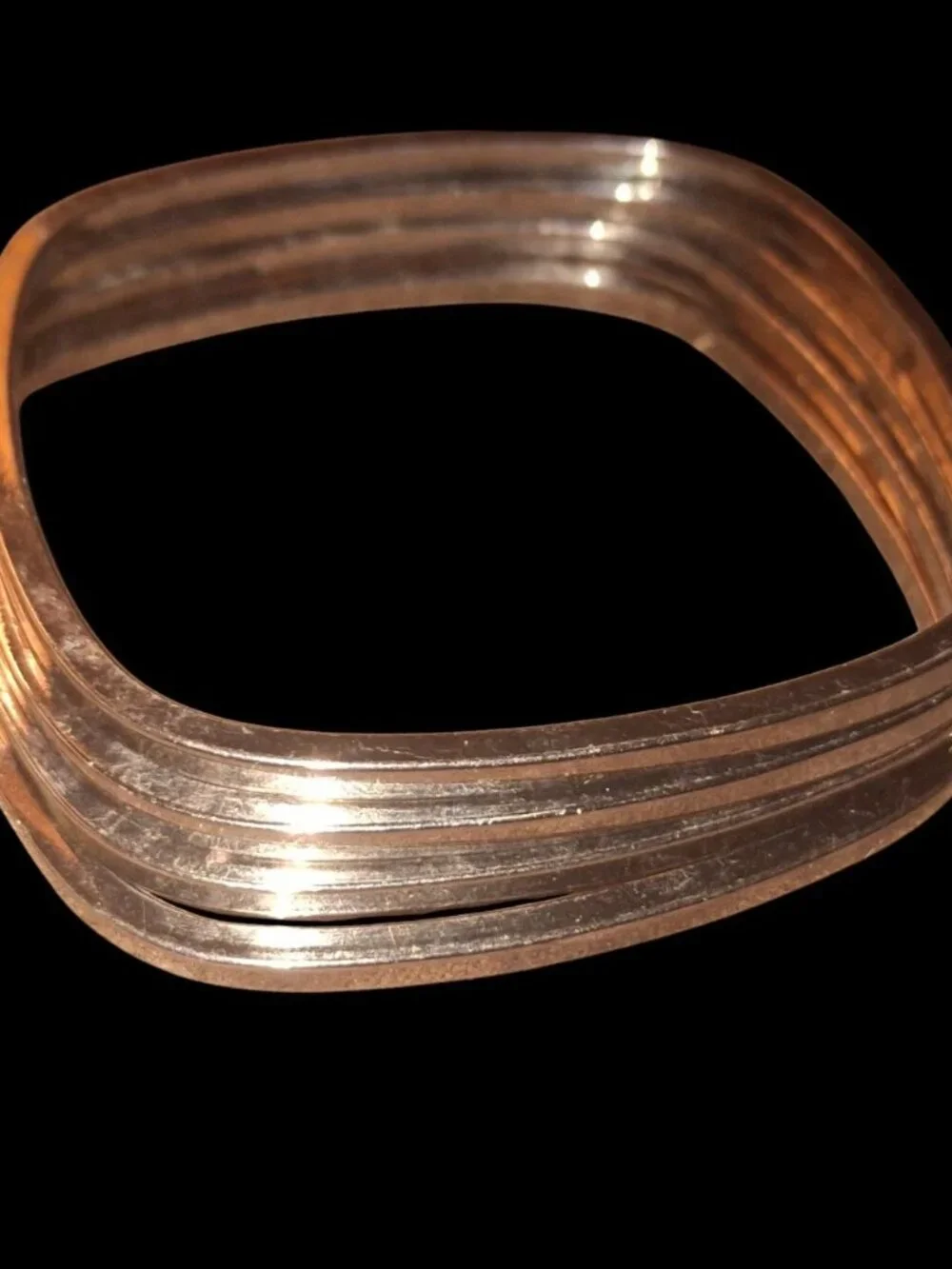 4 square gunmetal brownish grey metal bangle bracelets